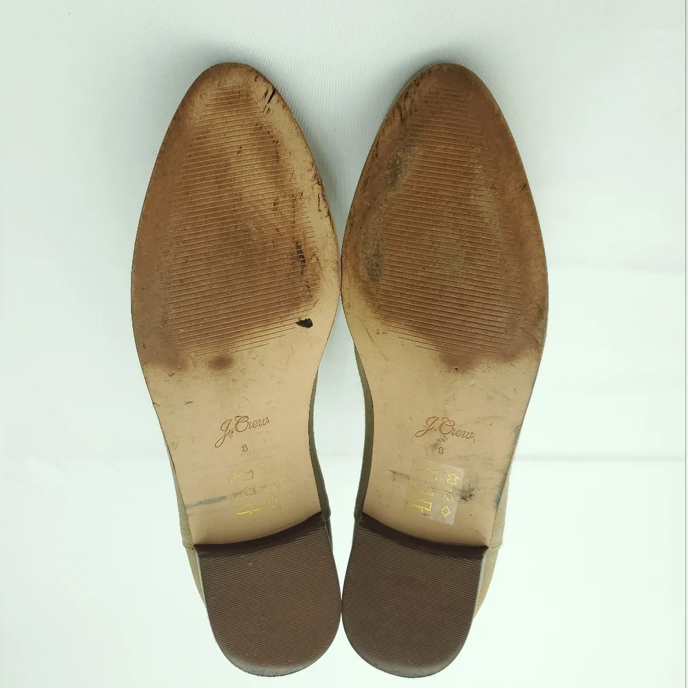 J. Crew Womens Pull-On Chelsea Ankle Boots Suede Leather Low Heel Beige/Tan Sz 8